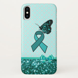 Teal Ovarian Cancer Awareness Ribbon & Butterfly Case-Mate iPhone Case