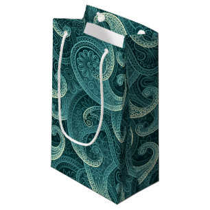 Teal Paisley Timeless Pattern Small Gift Bag