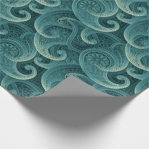 Teal Paisley Timeless Pattern Wrapping Paper