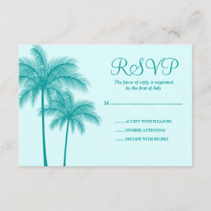 Teal Palm Tree Tropical Response Card