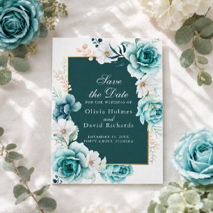 Teal Panel Save the Date   Wildflower