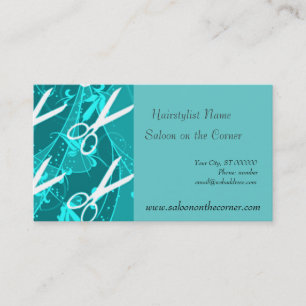 Teal Pastel Retro Fashion Fantasy Scissors Appointment Card