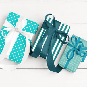 Teal Patterned Wrapping Paper Sheet