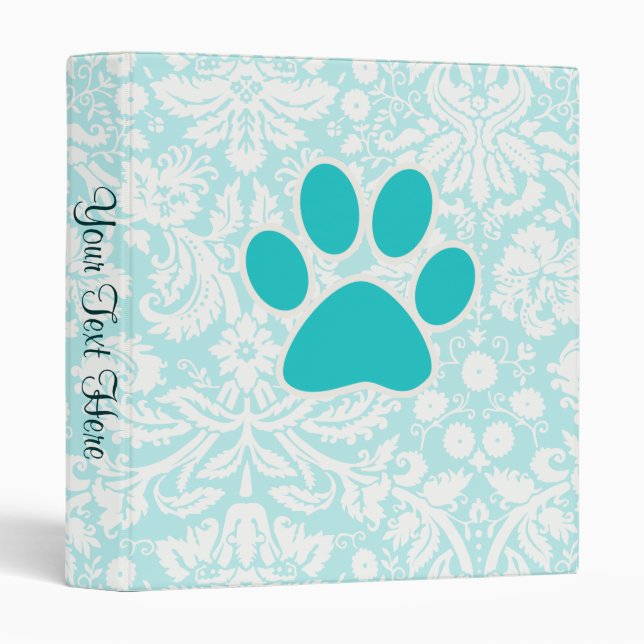 Teal Paw Print Binder (Front/Spine)