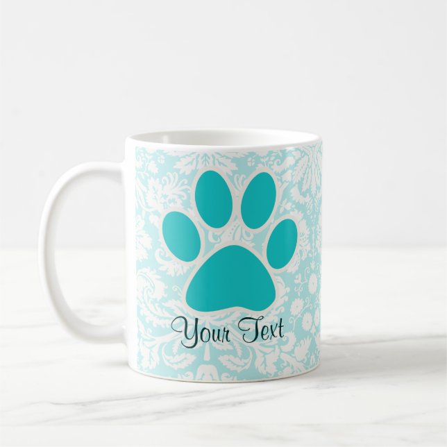 Teal Paw Print Coffee Mug (Left)