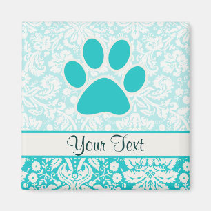 Teal Paw Print Magnet
