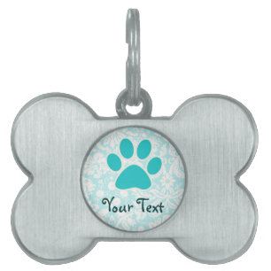 Teal Paw Print Pet ID Tag