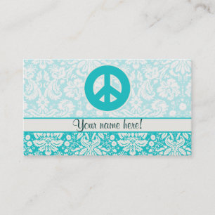 Teal Peace Sign Business Card