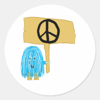 Teal Peace Sign Classic Round Sticker