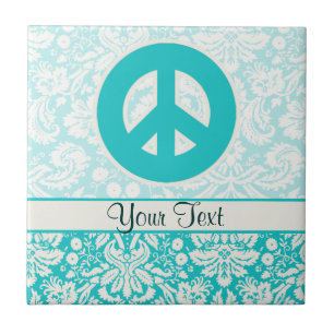 Teal Peace Sign Tile