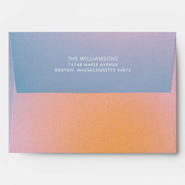 Teal Peach Ombre Retro Gradient Return Address Envelope (Back (Top Flap))
