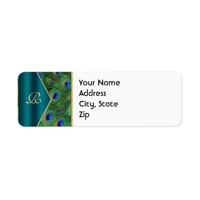 Teal Peacock Address Label (Front)