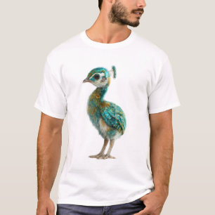 Teal Peacock Chick Artistic Bird Men T-Shirt