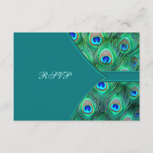 Teal Peacock Elegant Peacock Wedding RSVP Card