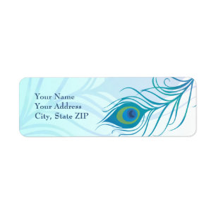 Teal Peacock Feather Label