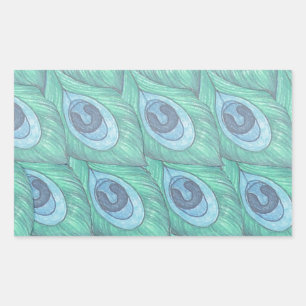 Teal Peacock Feather Pattern Design Sticker