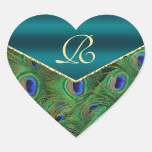 Teal Peacock Monogram Envelope Seal