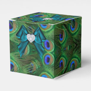 Teal Peacock Wedding Favour Box