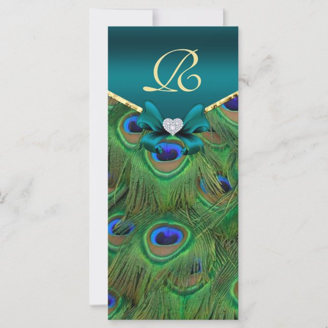 Teal Peacock Wedding Program Rack Card (Front)