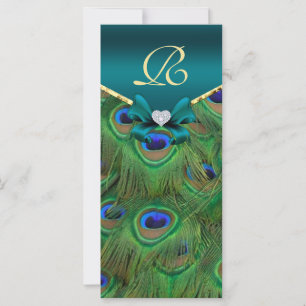 Teal Peacock Wedding Program Rack Card