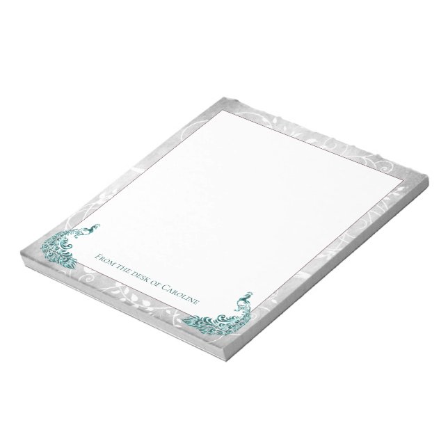 Teal Peacocks Notepad (Rotated)