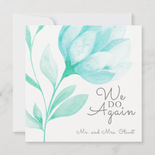 Teal Peonies Vow Renewal 10 years  Invitation