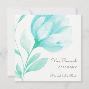 Teal Peonies Vow Renewal Invitation