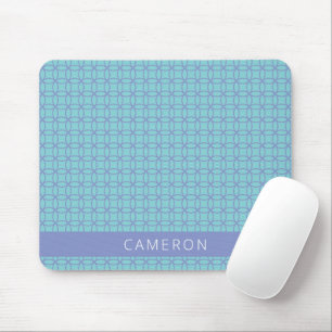 Teal Periwinkle Geometric Personalized Name Desk Mouse Pad