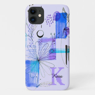 Teal Personalized Girly Blue Turquoise Monogram iPhone 11 Case
