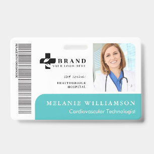 Teal Personalized Medical Employee Photo ID & Logo Badge