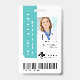 Teal Personalized Medical Employee Photo ID & Logo Badge