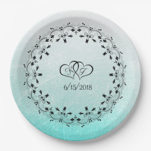Teal Personalized Wedding Paper Plates