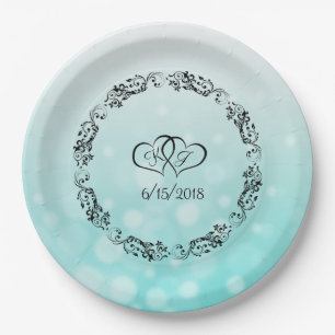 Teal Personalized Wedding Paper Plates