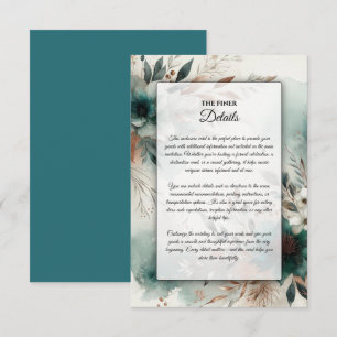 Teal Petals in Bronze Bloom Wedding Enclosure Card