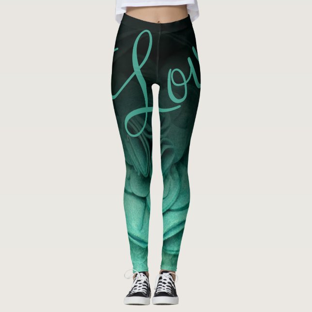 Teal Petals Leggings (Front)