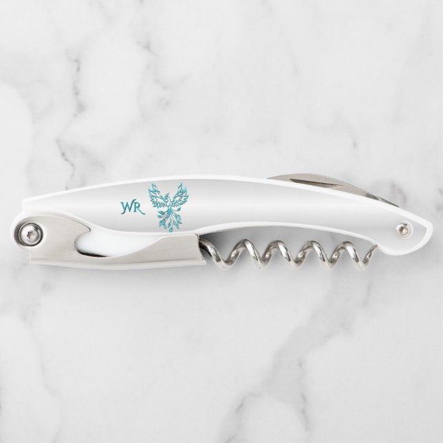 Teal Phoenix Monogram Corkscrew (Front)