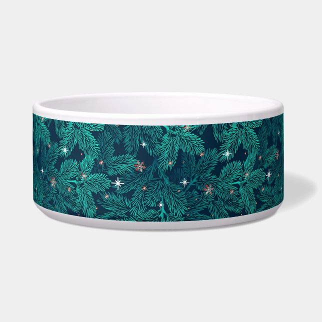 Teal Pine Branches With White Snowflakes (Front)