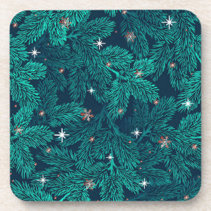 🌲 Teal Pine Snowflake Christmas Table Decor ❄️ Coaster