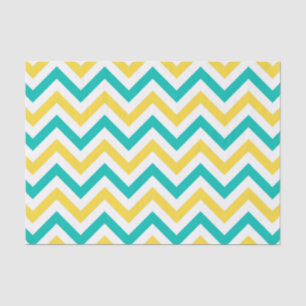 Teal, Pineapple, Wht Large Chevron ZigZag Pattern Tissue Paper