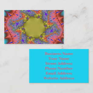 Teal, Pink and Green Fractal Business Card