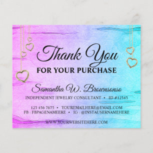 Teal Pink Bling Wooden Textured Heart Thank You