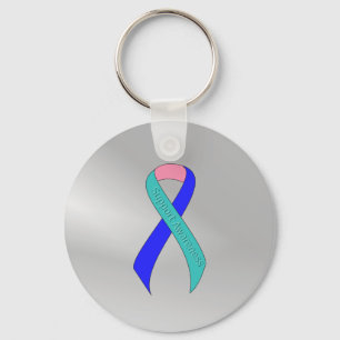Teal/Pink/Blue Ribbon Support Awareness Keychain