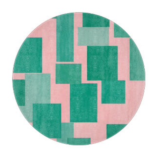 Teal Pink Color Block Pattern Modern Abstract Cutting Board