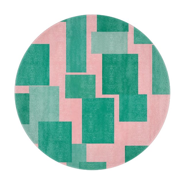 Teal Pink Color Block Pattern Modern Abstract  Cutting Board (Front)