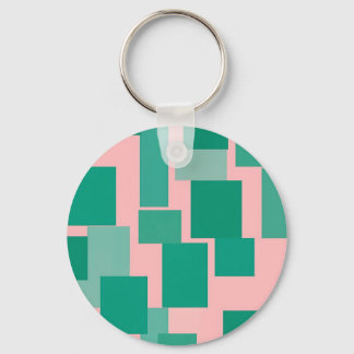 Teal Pink Color Block Pattern Modern Abstract Keychain