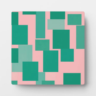 Teal Pink Color Block Pattern Modern Abstract Plaque