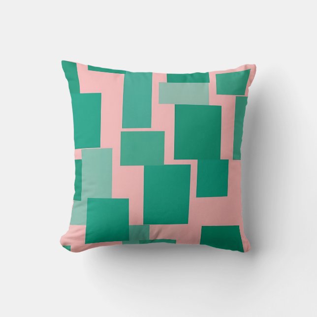 Teal Pink Color Block Pattern Modern Abstract  Throw Pillow (Front)