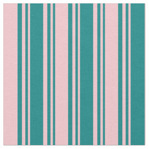 Teal & Pink Coloured Striped Pattern Fabric