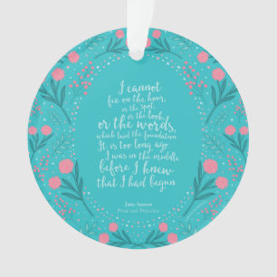 Teal & Pink Floral Jane Austen Pride and Prejudice Ornament