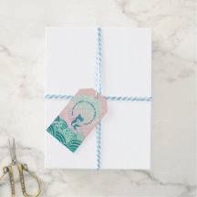 Teal Pink Mermaid Ocean Waves Birthday Thank You 